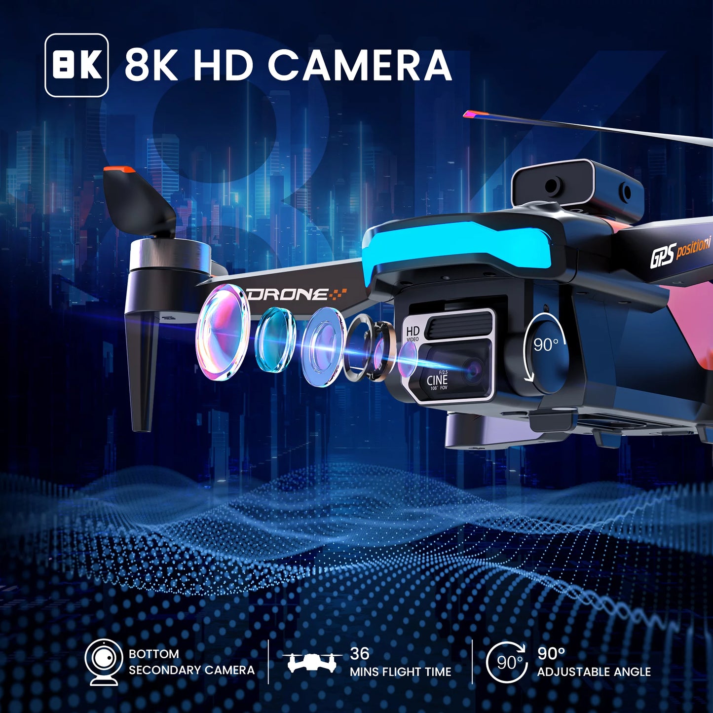D99 GPS Drone — 8K UHD Camera, Foldable RC Quadcopter for Beginners and Adults