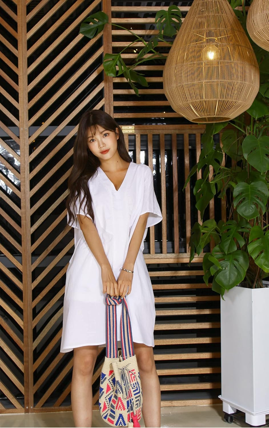 Classic White V-Neck Shirt Dress – Effortless Everyday Style