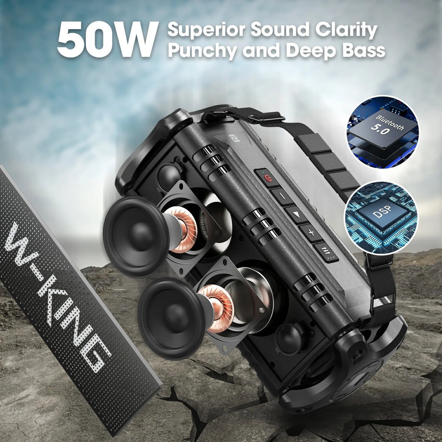 BoomBass 50W Bluetooth Speaker - Waterproof & 30H Playtime