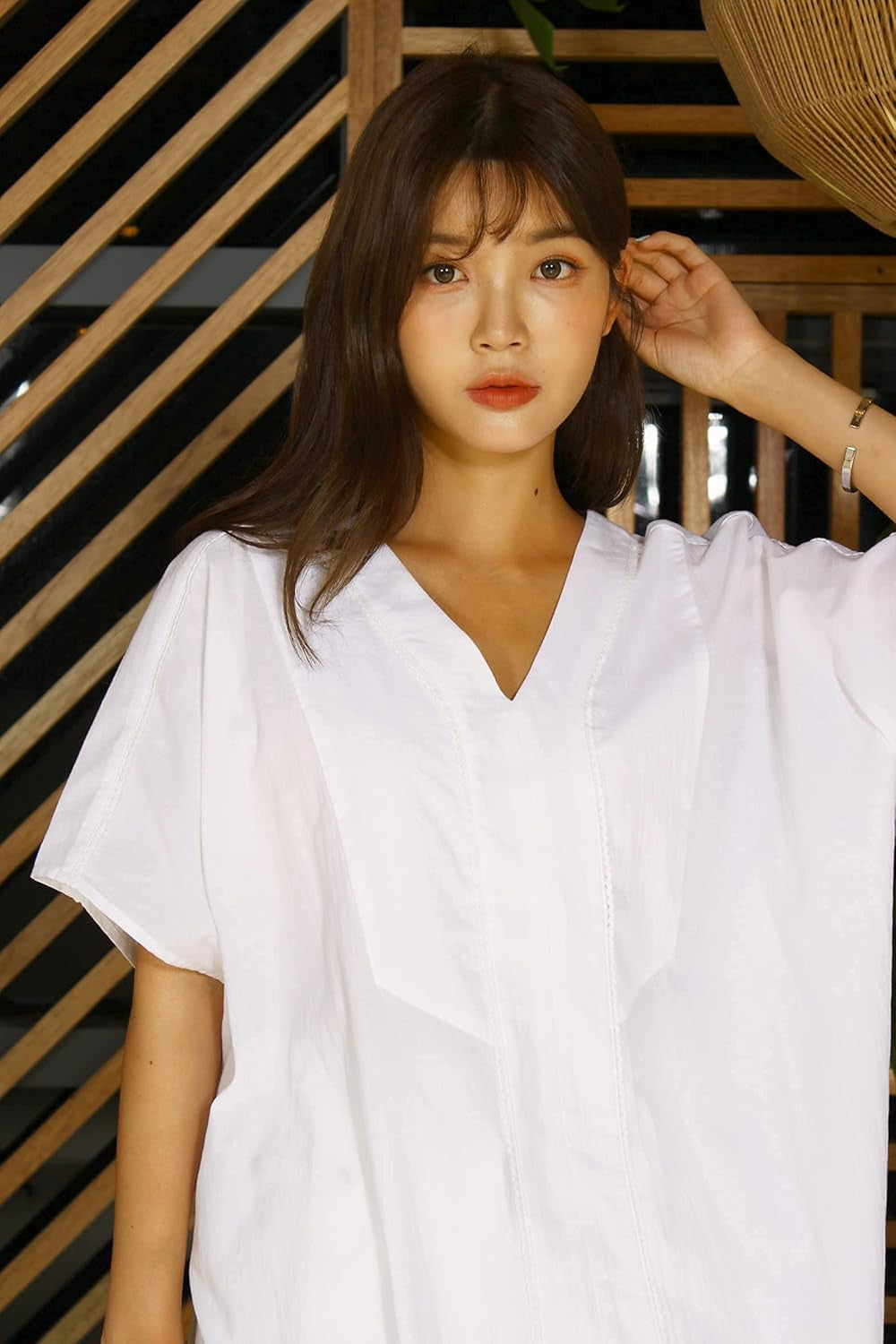 Classic White V-Neck Shirt Dress – Effortless Everyday Style