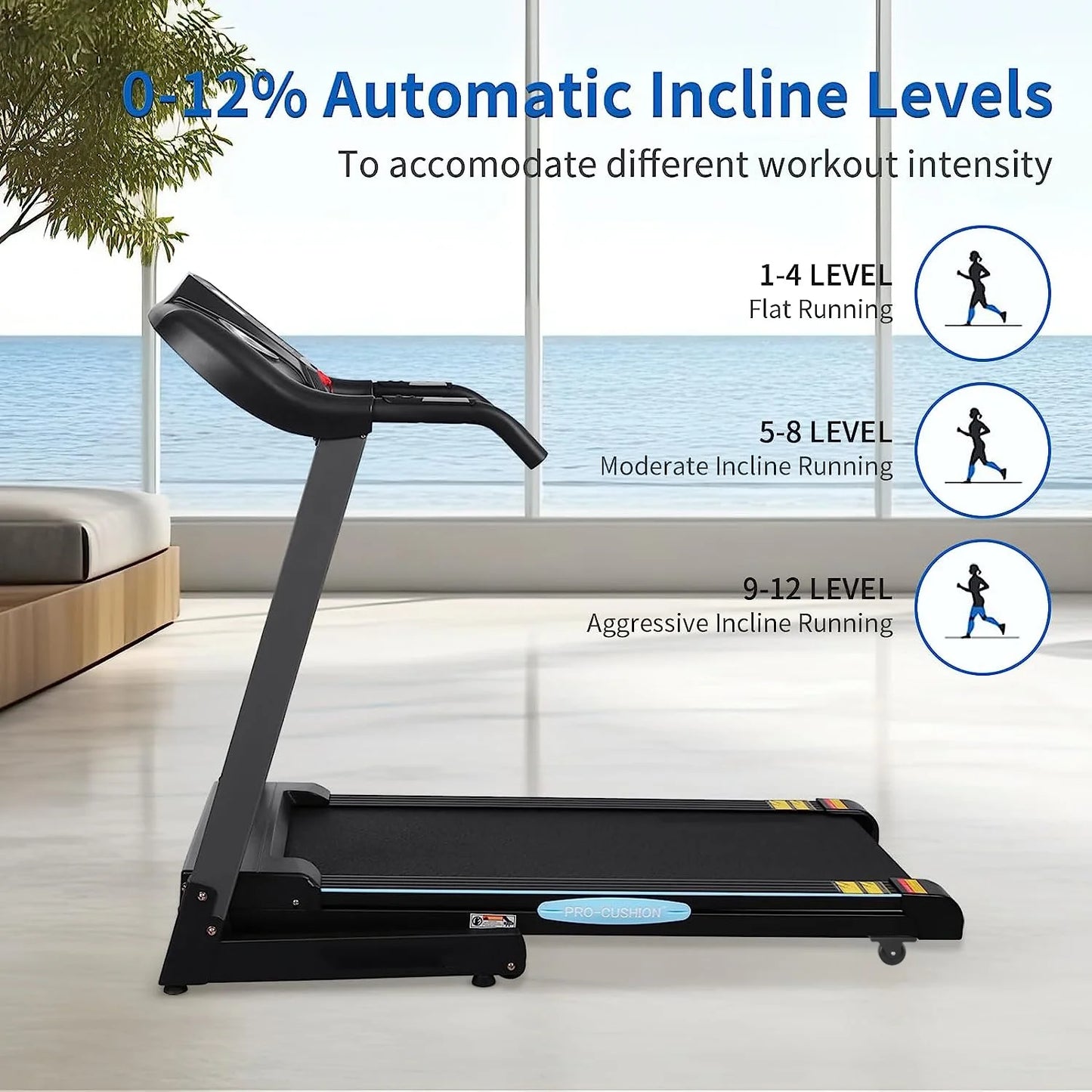 CLIMBRUN 2.5HP Folding Treadmill with Auto Incline