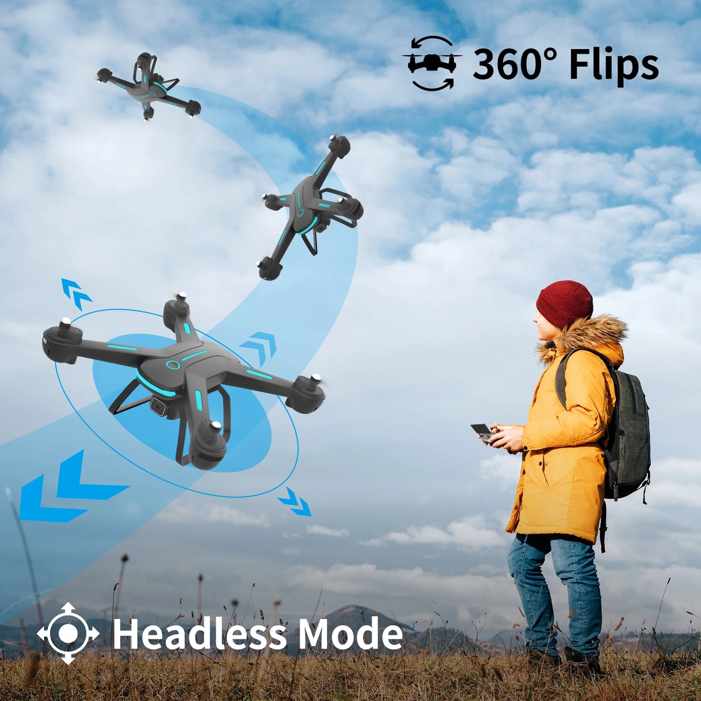 JY03 Drone — 1080P HD Camera FPV Quadcopter with Optical Flow Sensor and LED Lights