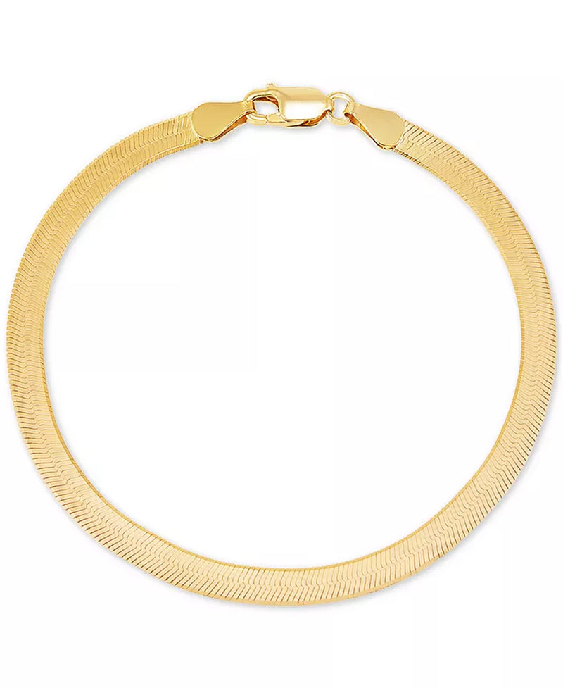 Herringbone Link Chain Bracelet – 18K Gold-Plated