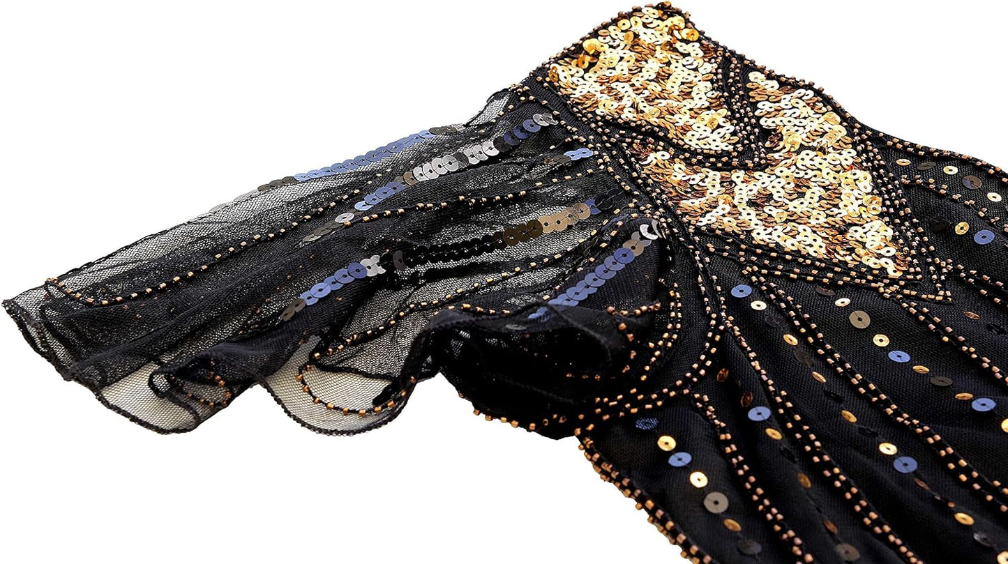 1920s Gatsby Inspired Sequin & Beads Flapper Dress