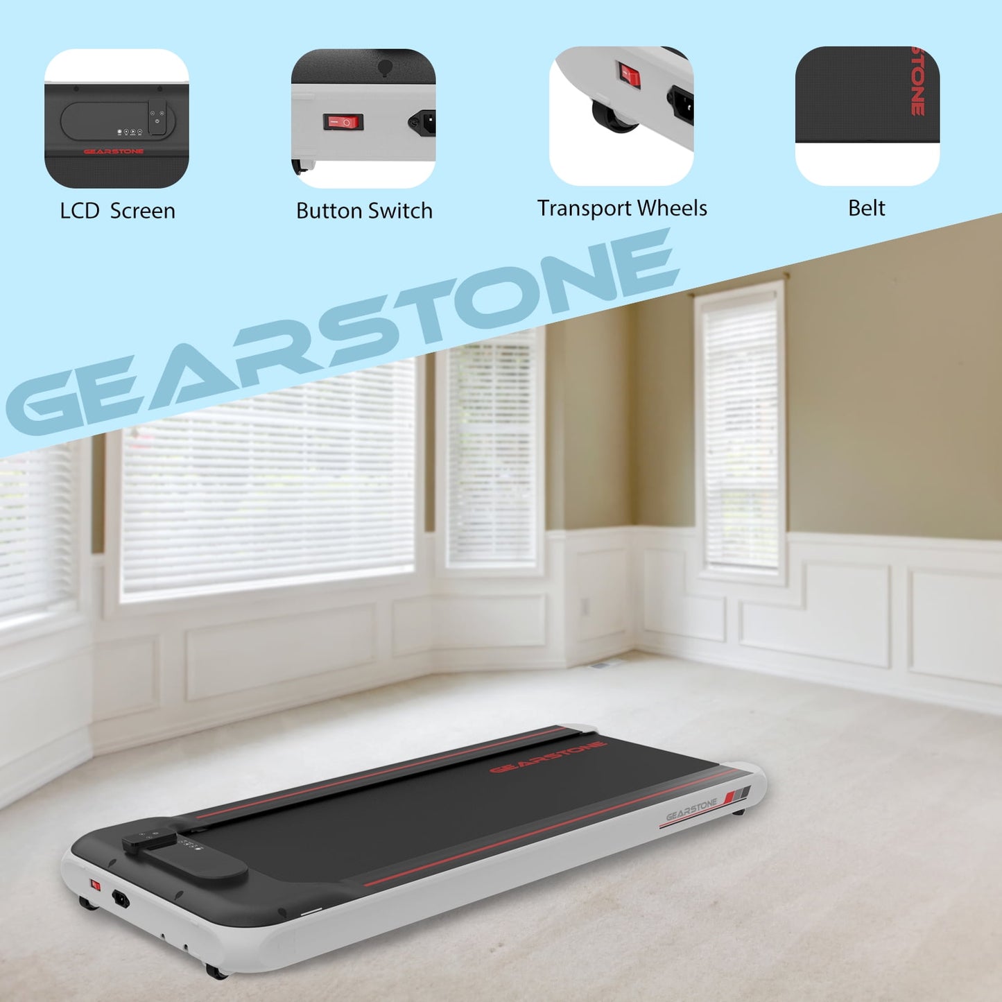 GEARSTONE — Alloy Steel Under Desk Walking Pad Treadmill