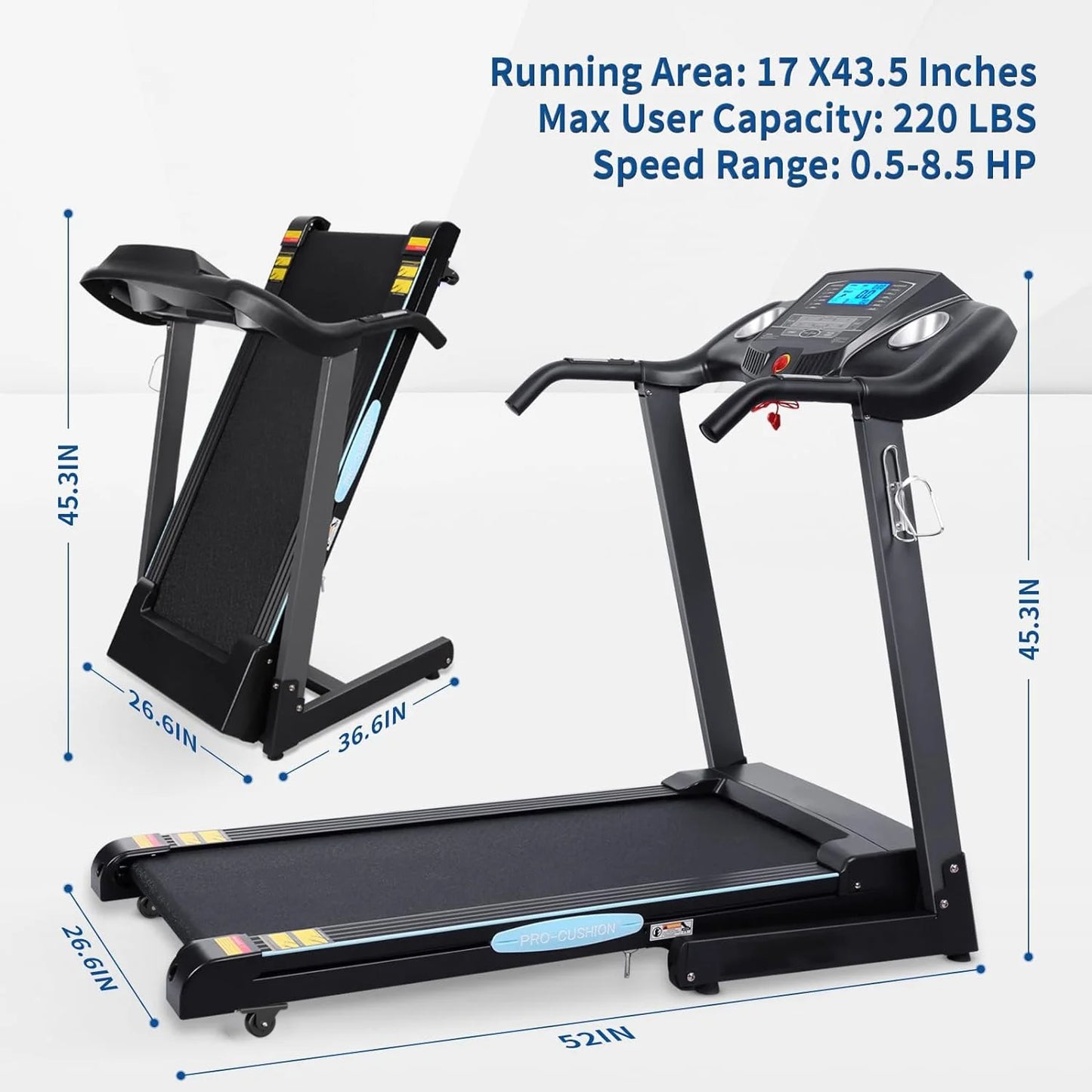 CLIMBRUN 2.5HP Folding Treadmill with Auto Incline