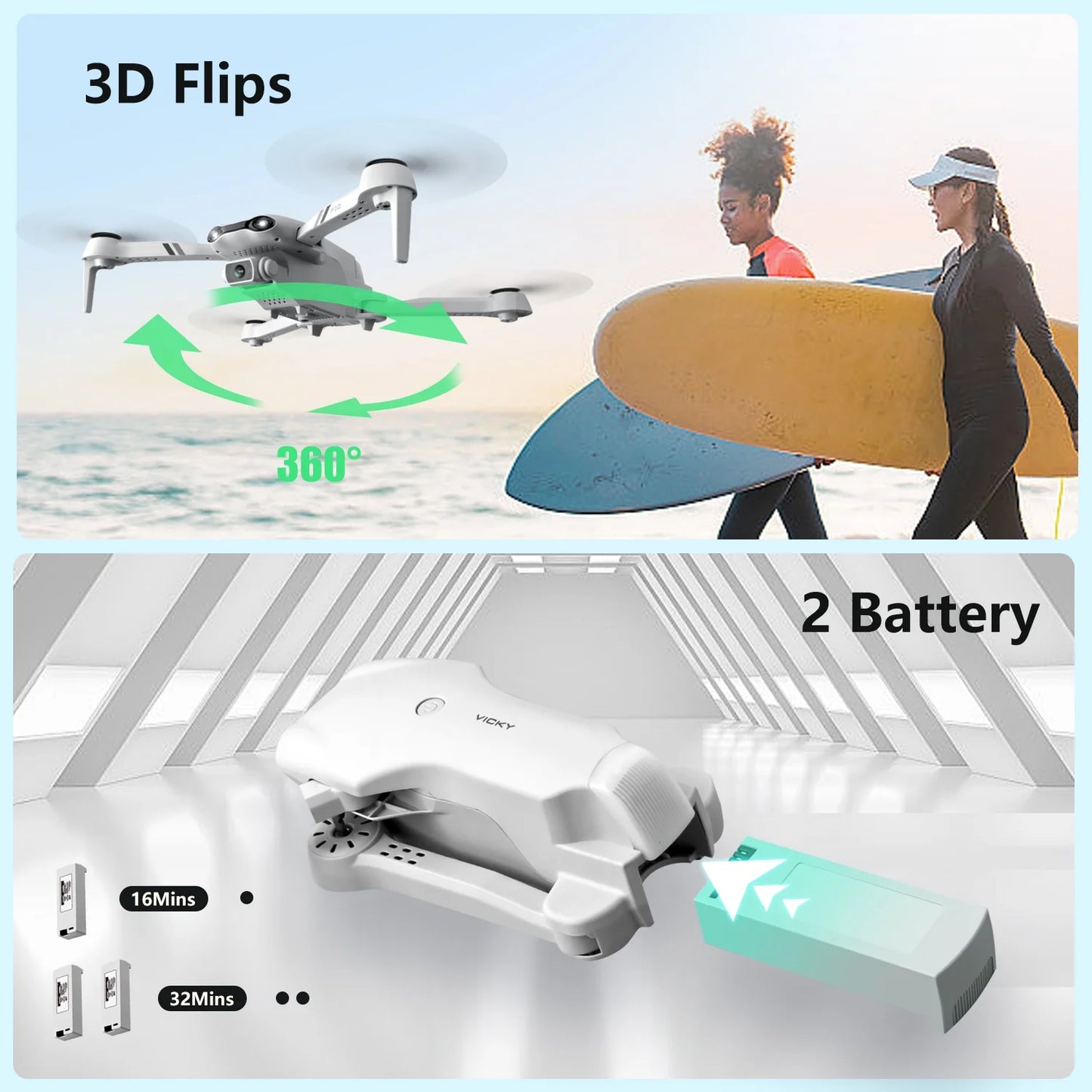 F10-1080P WiFi FPV Drone — 1080P HD Camera, Headless Mode, Altitude Hold, Gravity Control, Dual Battery Set