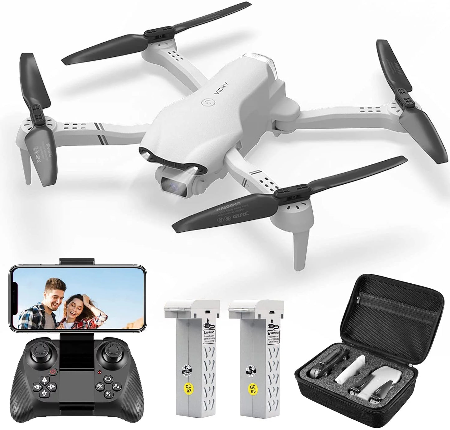 F10-1080P WiFi FPV Drone — 1080P HD Camera, Headless Mode, Altitude Hold, Gravity Control, Dual Battery Set