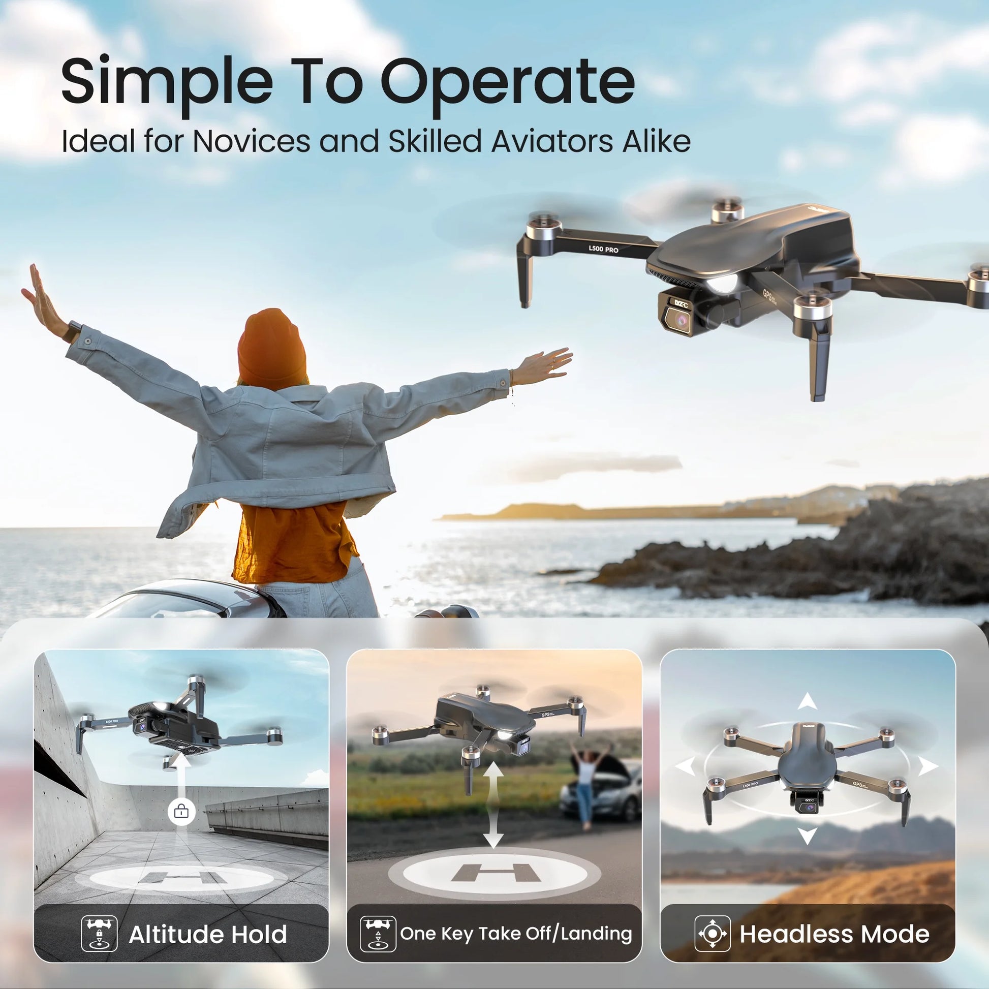 L500 Pro GPS Drone — 4K HD Camera, Brushless Motors, 5G WiFi FPV, Intelligent GPS Return, Dual Batteries