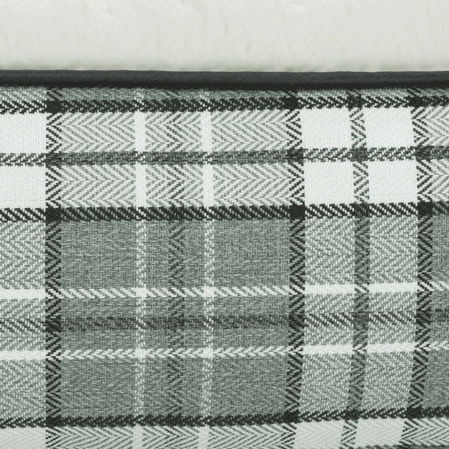 UrbanNest Luxe — 40" Round Grey Plaid Pet Bed
