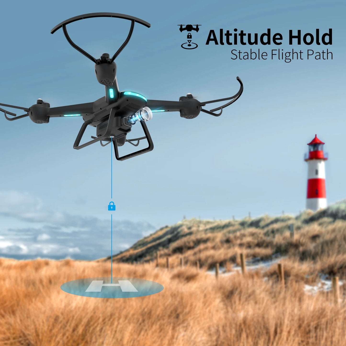 JY03 Drone — 1080P HD Camera FPV Quadcopter with Optical Flow Sensor and LED Lights