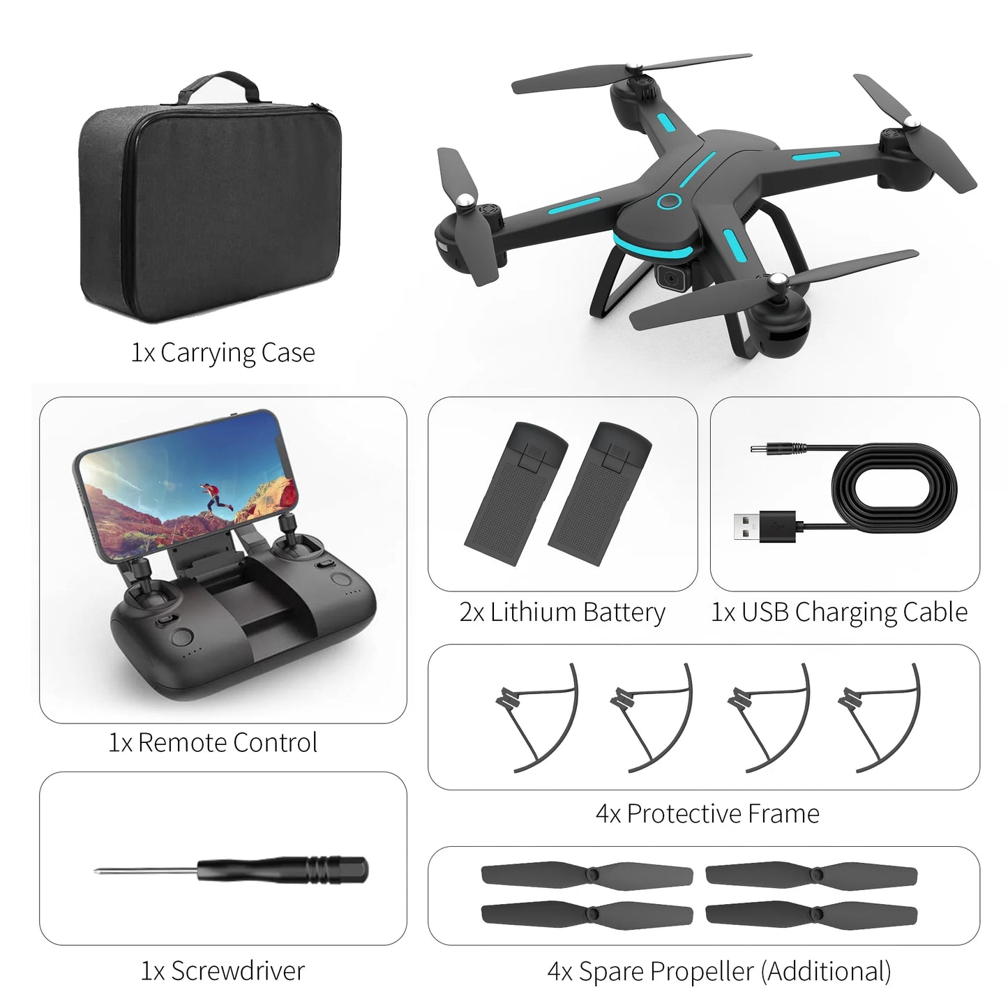 JY03 Drone — 1080P HD Camera FPV Quadcopter with Optical Flow Sensor and LED Lights