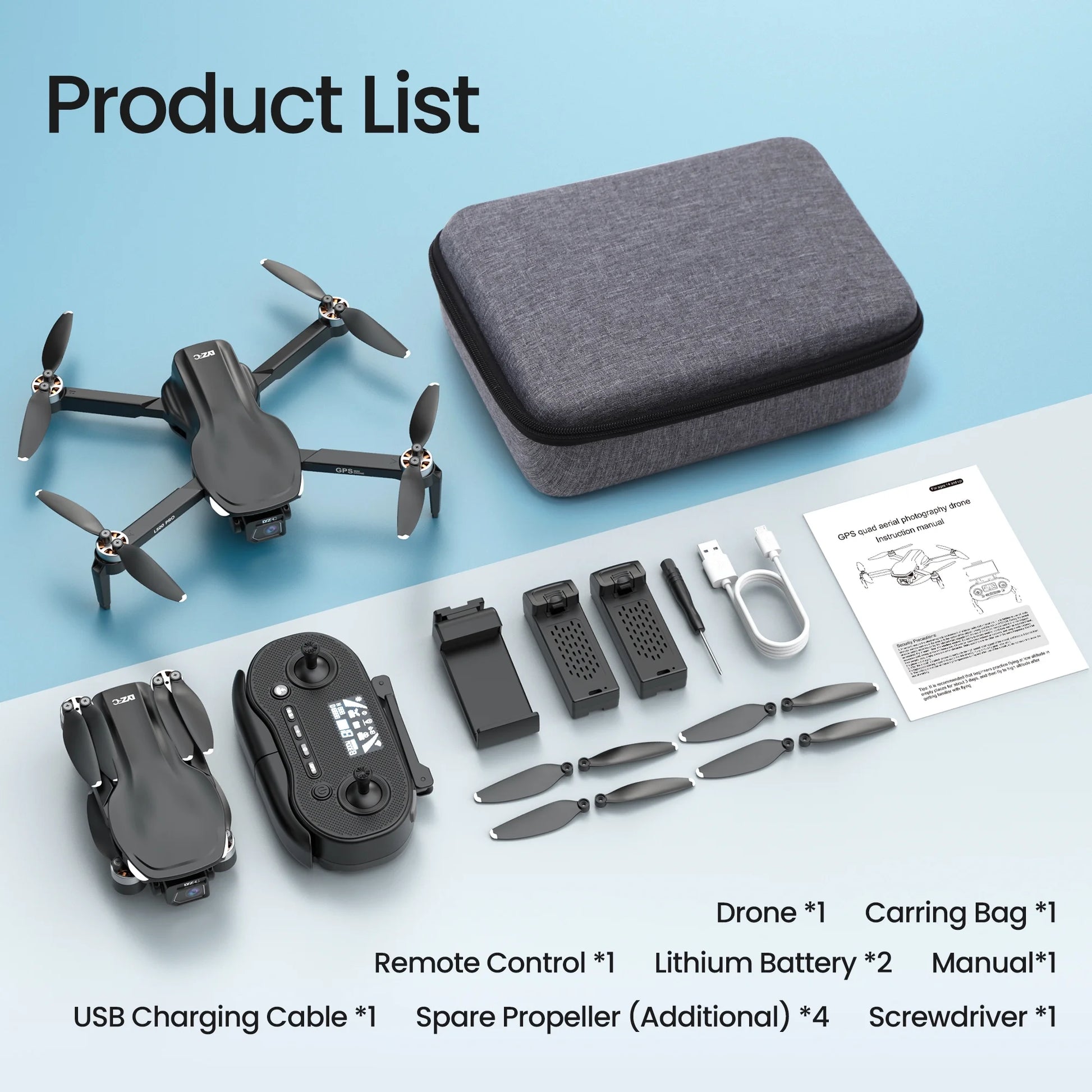 L500 Pro GPS Drone — 4K HD Camera, Brushless Motors, 5G WiFi FPV, Intelligent GPS Return, Dual Batteries