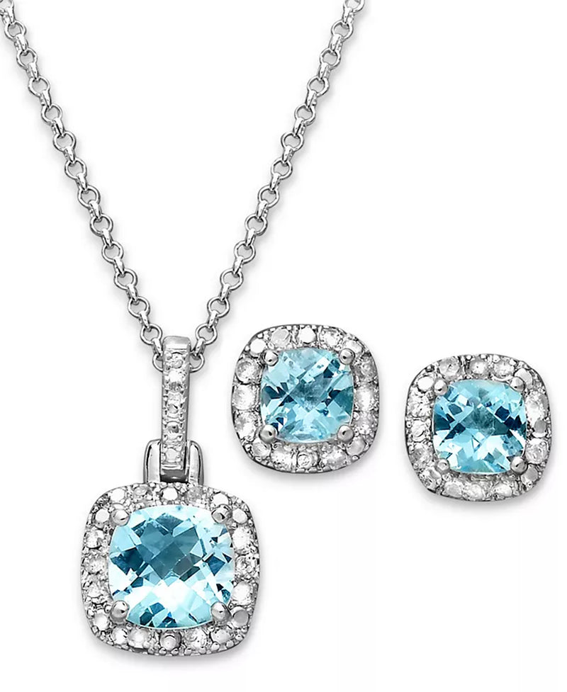 Blue Topaz & Diamond Jewelry Set